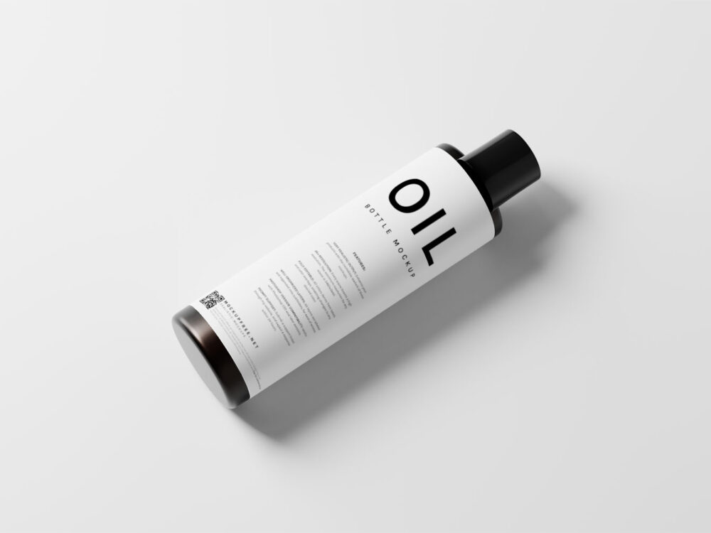 Black Glass Hair Oil Bottle Free Mockups