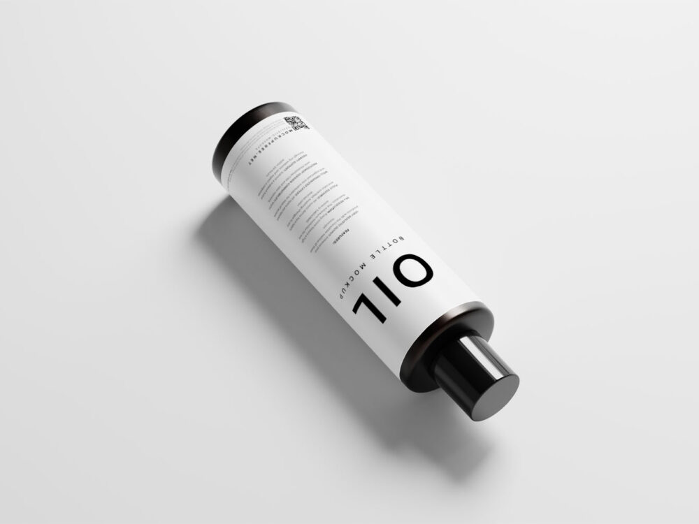 Black Glass Hair Oil Bottle Free Mockups