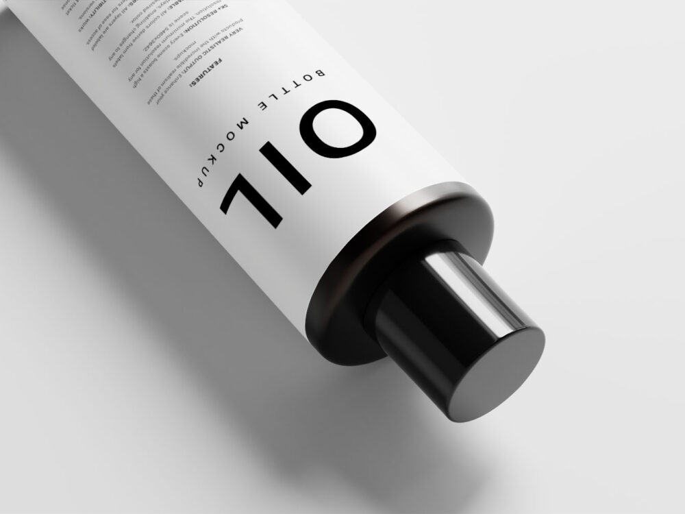 Black Glass Hair Oil Bottle Free Mockups