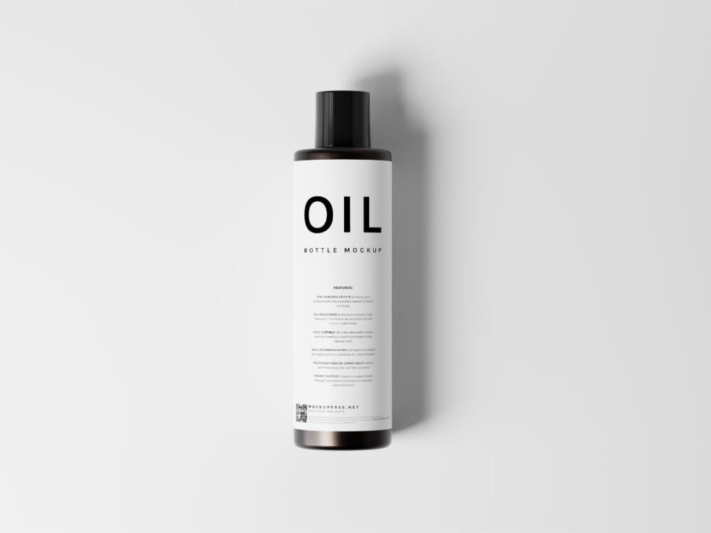 Black Glass Hair Oil Bottle Free Mockups