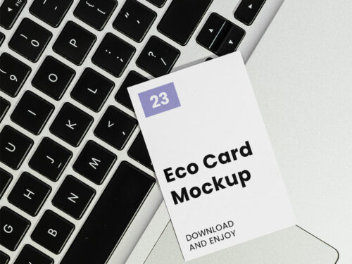 Business Card on Laptop Free Mockup