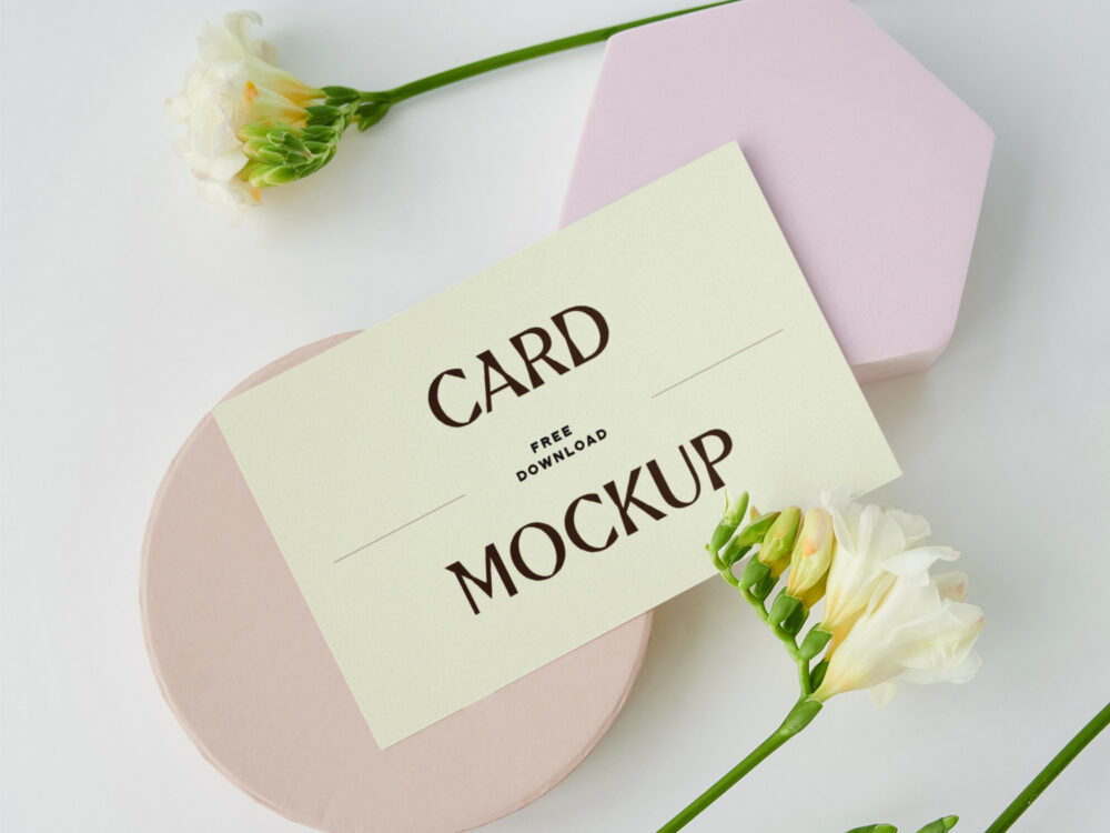 Cards with Flowers Free Mockup