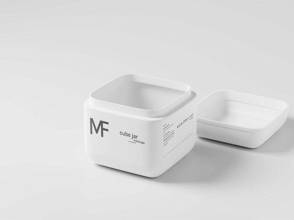 Cube Shaped Cosmetic Jar Free Mockups