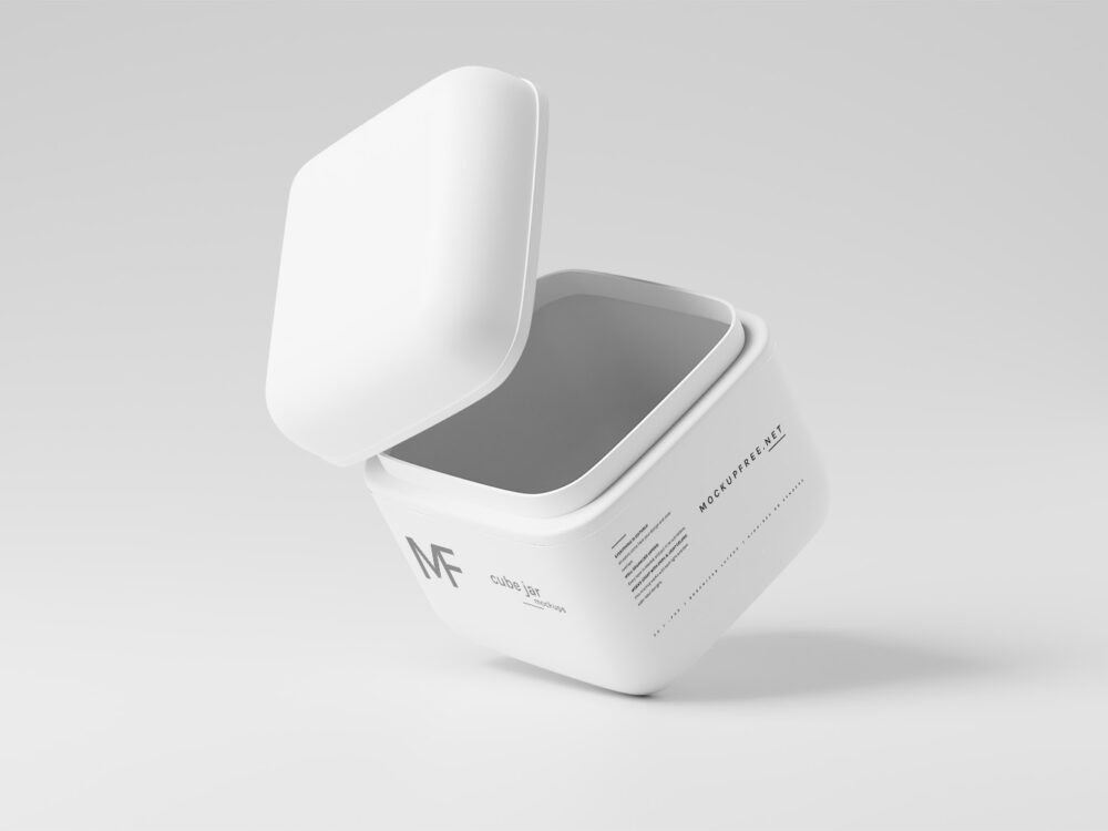 Cube Shaped Cosmetic Jar Free Mockups