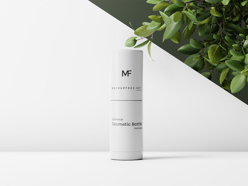 Cylindrical Cosmetic Bottle Free Mockups
