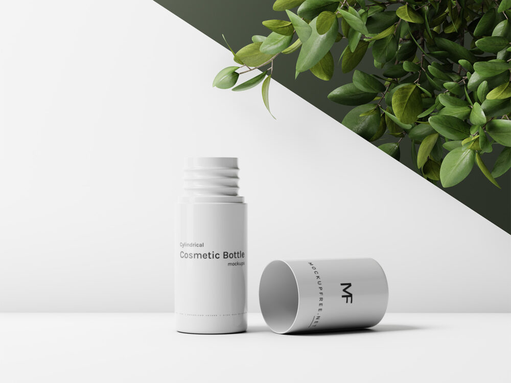 Cylindrical Cosmetic Bottle Free Mockups