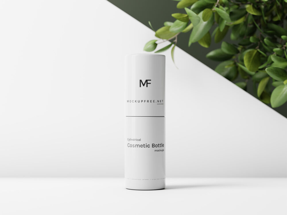 Cylindrical Cosmetic Bottle Free Mockups