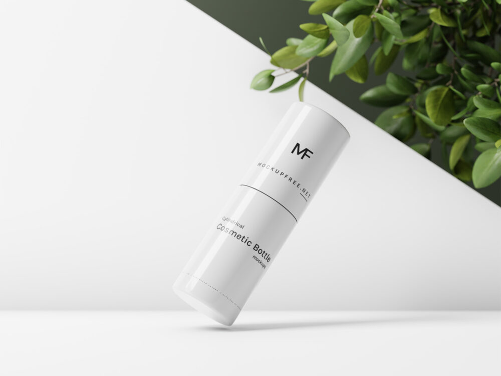 Cylindrical Cosmetic Bottle Free Mockups