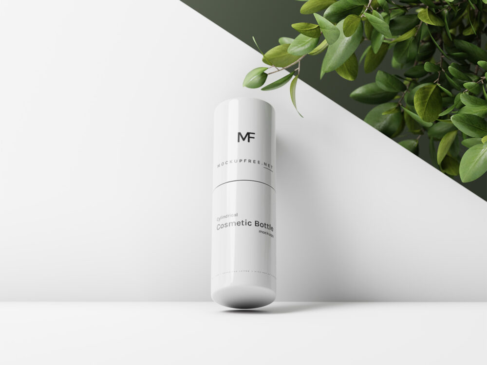 Cylindrical Cosmetic Bottle Free Mockups