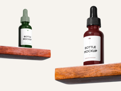 Dropper Bottle on Shelf Free Mockups