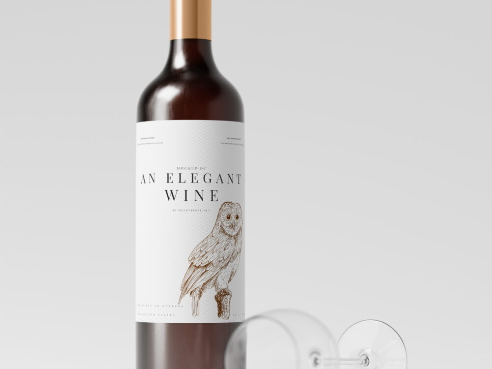 Elegant Red Wine Bottle Free Mockup Collection