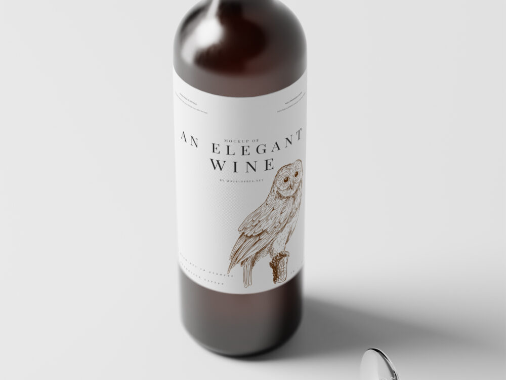 Elegant Red Wine Bottle Free Mockup Collection