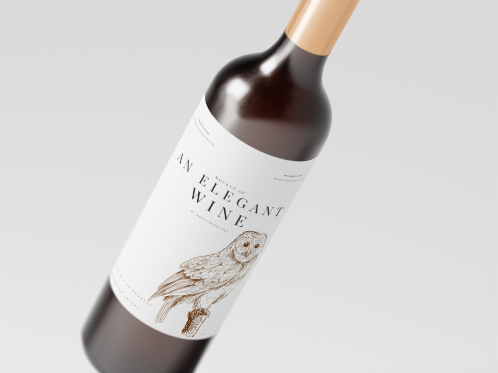 Elegant Red Wine Bottle Free Mockup Collection