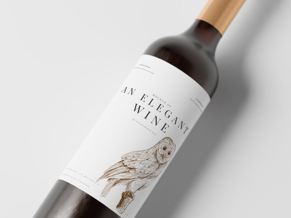 Elegant Red Wine Bottle Free Mockup Collection
