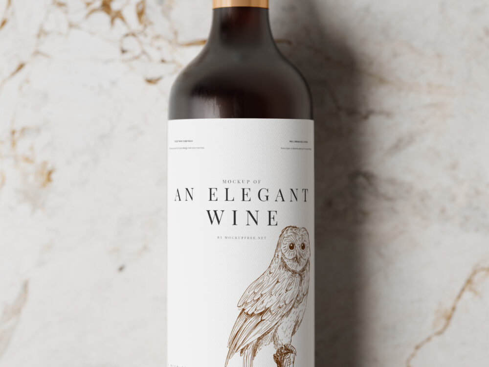 Elegant Red Wine Bottle Free Mockup Collection