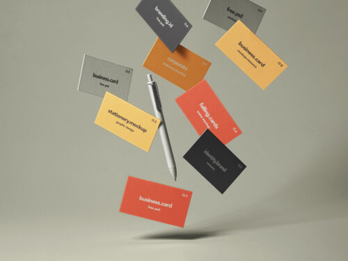 Falling Business Cards Free Mockup