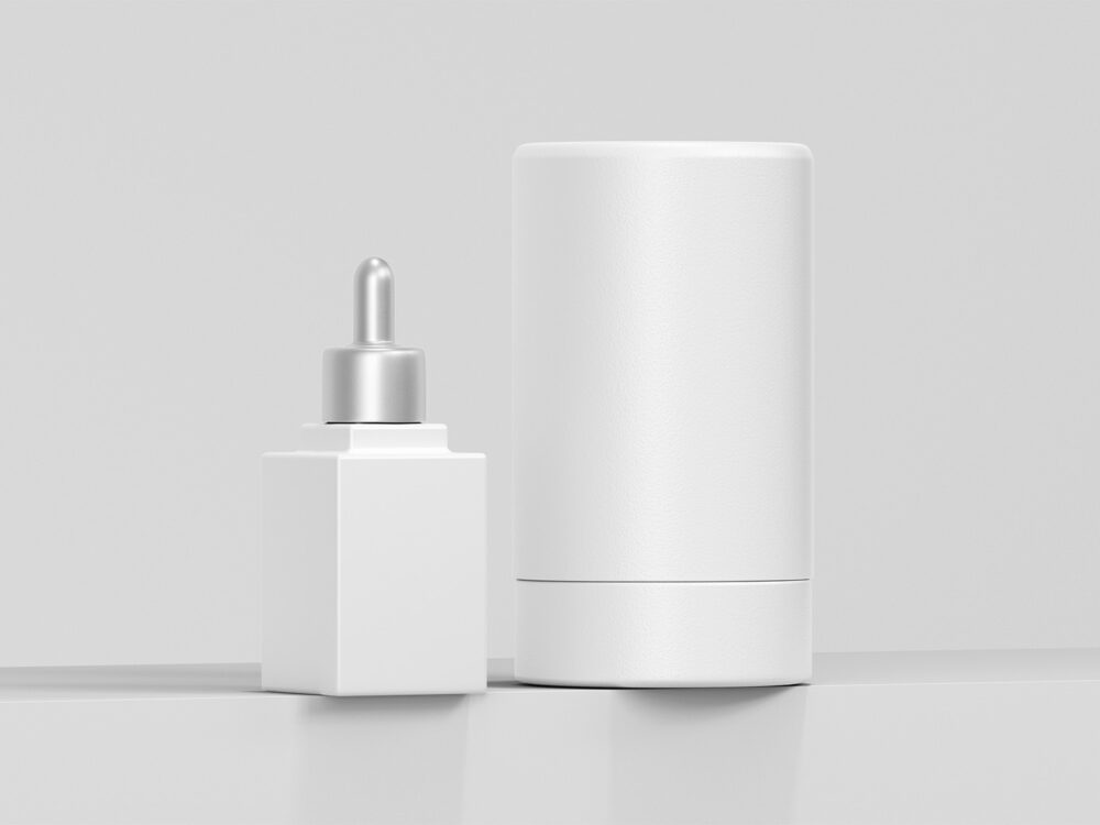 Square Cosmetic Dropper with Paper Tube Packaging Free Mockup