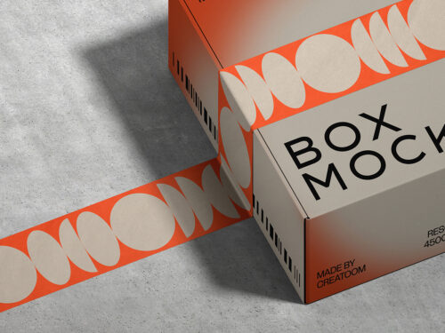 Packaging Box Tape Free Mockup