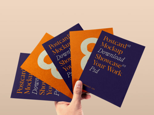 Postcards in Hand Free Mockup