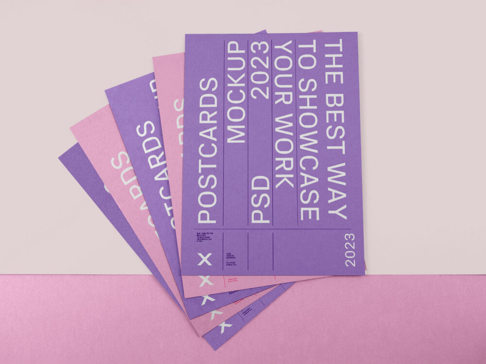 Postcards on Floor Free Mockup