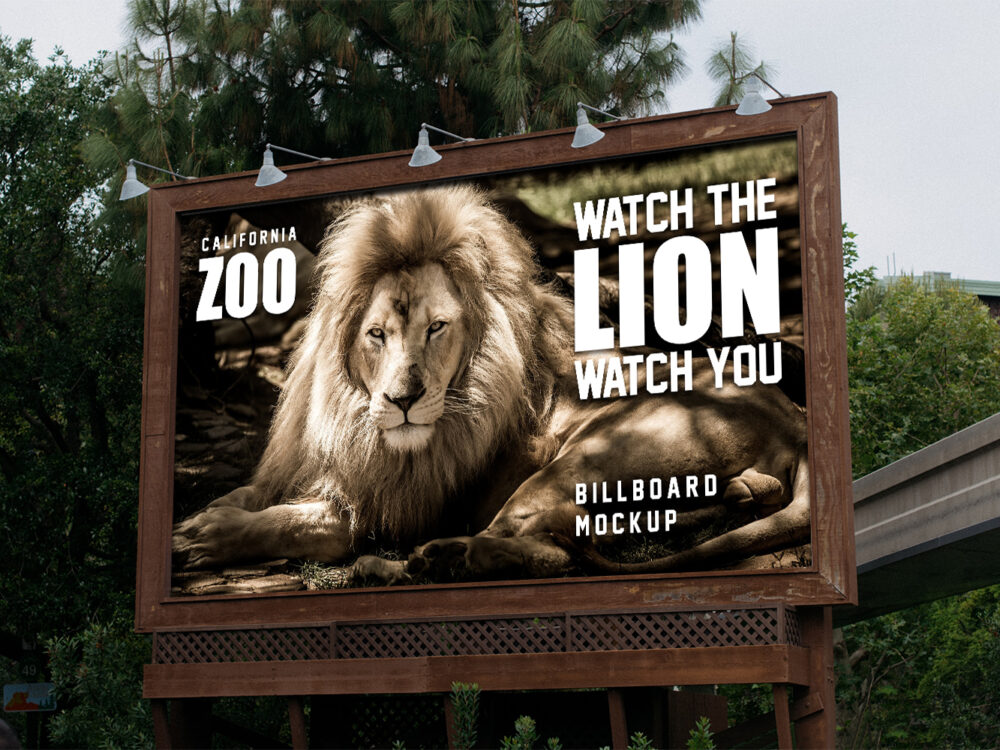 Big Wooden Billboard Free Mockup