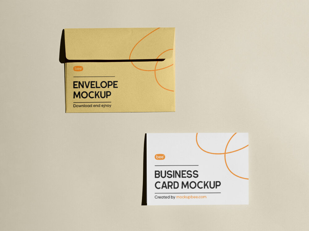 Card with Envelope Free Mockup