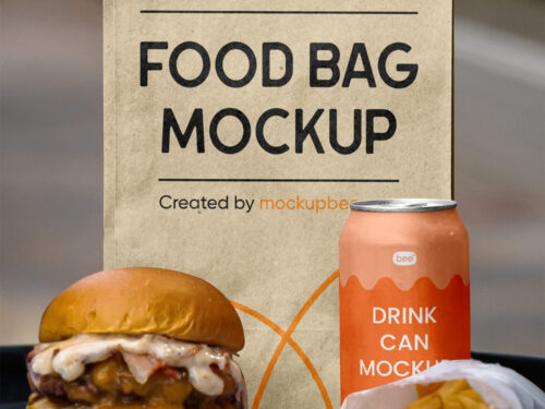 Food Bag with Soda Can Free Mockup