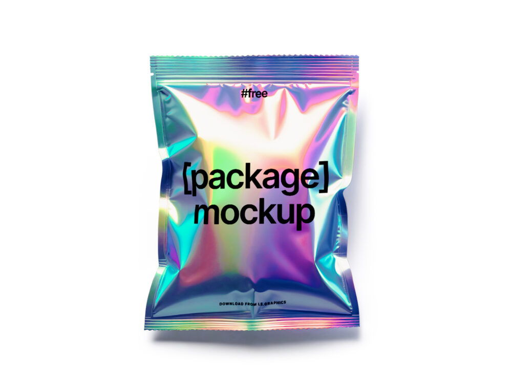 Holographic Package Free Mockup