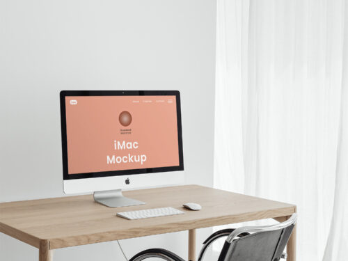 Home Office iMac Free Mockup