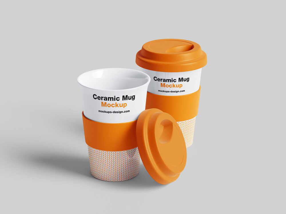 Mug with Rubber Band Free Mockup