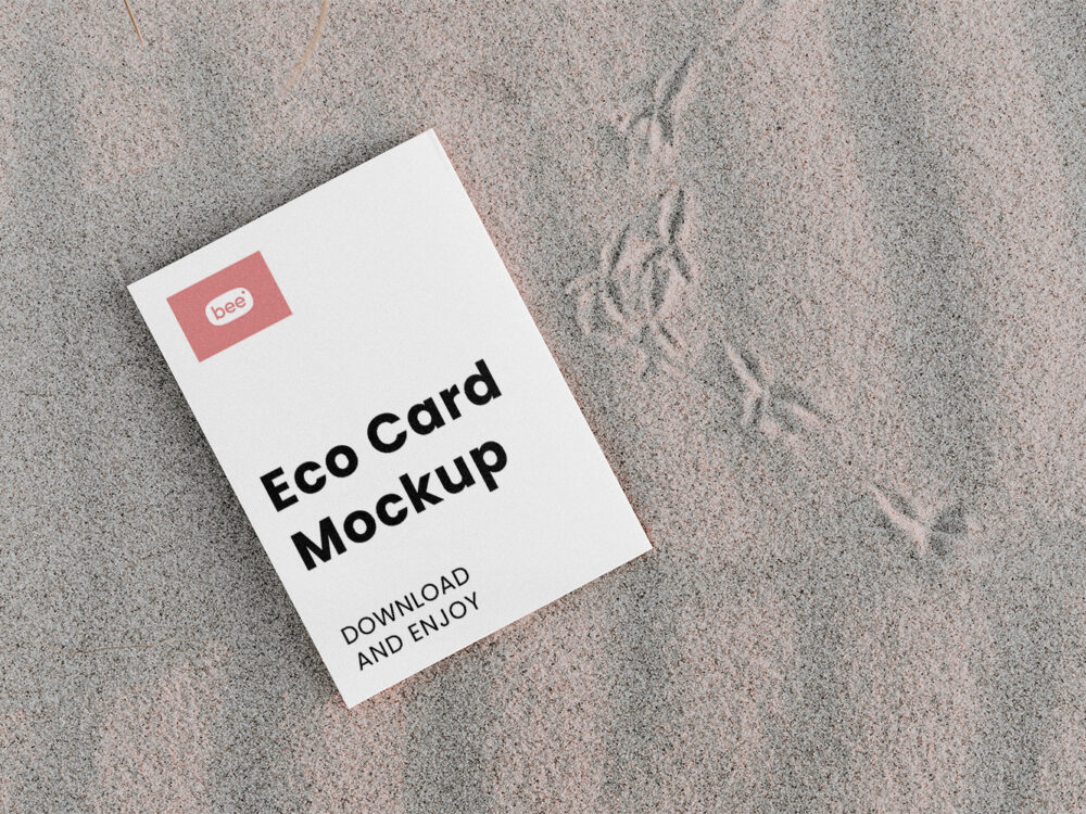 Paper Card on Beach Free Mockup
