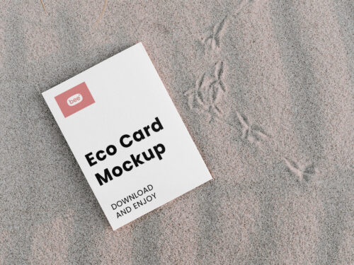 Paper Card on Beach Free Mockup