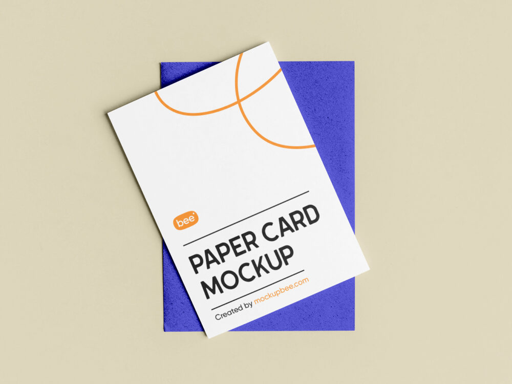 Paper Card with Envelope Free Mockup