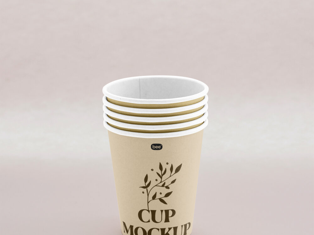 Paper Cups Stack Free Mockup