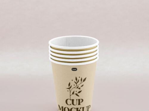 Paper Cups Stack Free Mockup