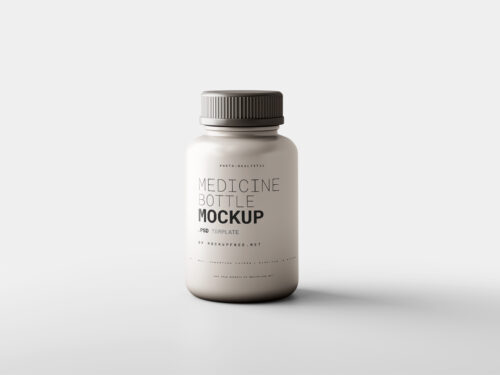 Plastic Medicine Bottle with Business Card Mockups