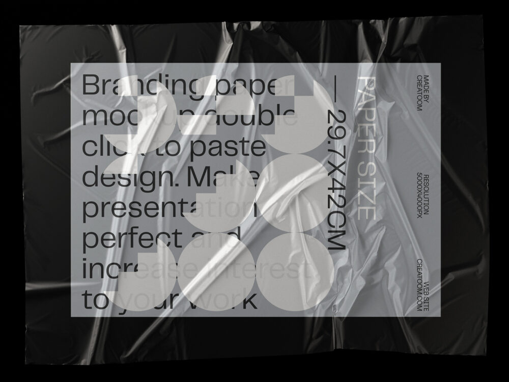 Plastic Wrinkled Reflections on Paper Free Mockup