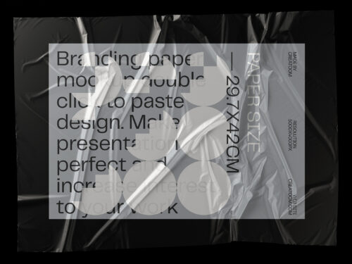 Plastic Wrinkled Reflections on Paper Free Mockup