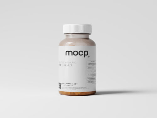 Semi Transparent Pills Bottle Free Mockups