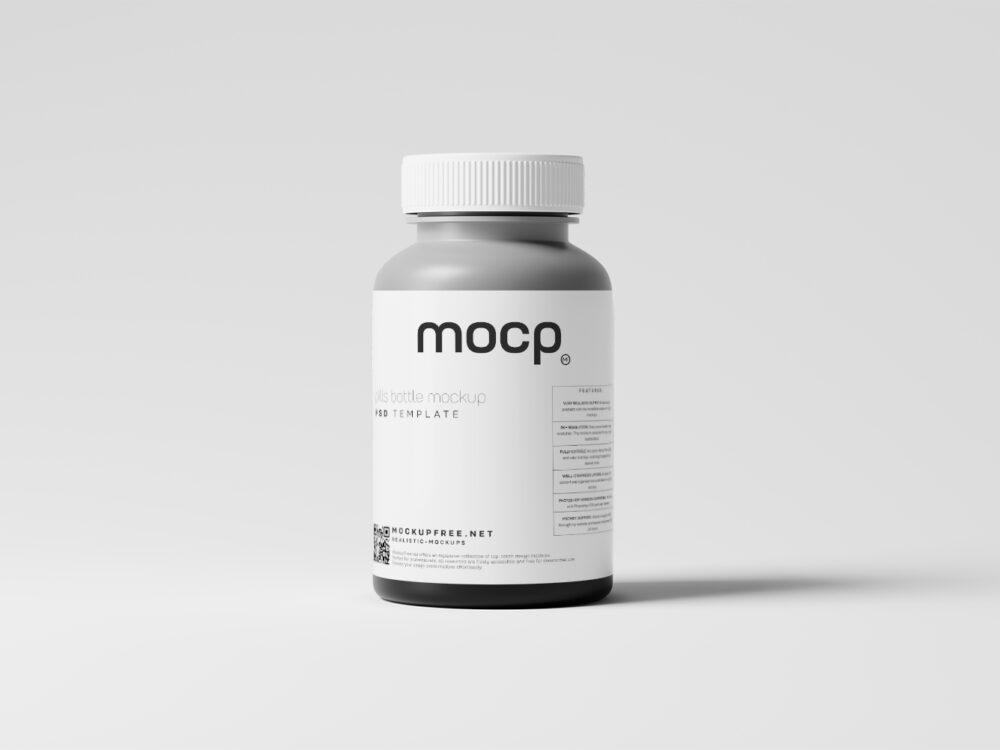 Semi Transparent Pills Bottle Free Mockups