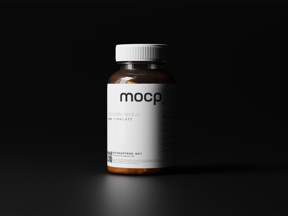 Semi Transparent Pills Bottle Free Mockups