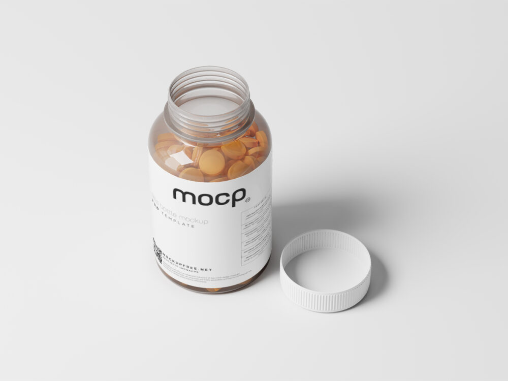 Semi Transparent Pills Bottle Free Mockups