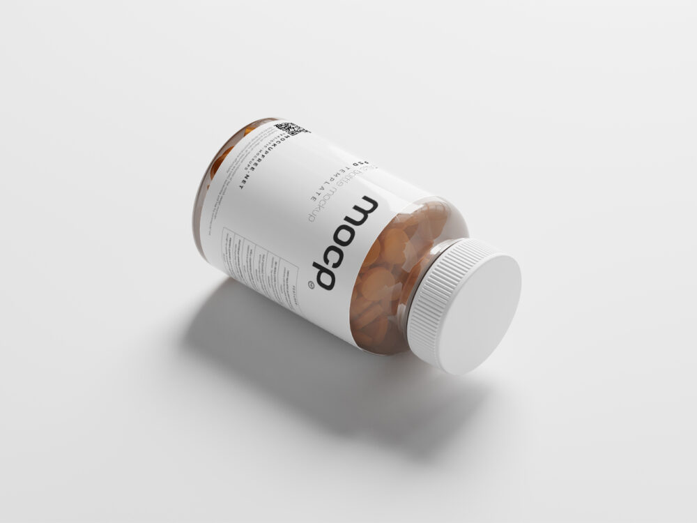 Semi Transparent Pills Bottle Free Mockups