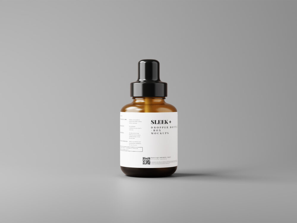 Sleek Cosmetic Dropper Bottle Packaging with Box Free Mockups