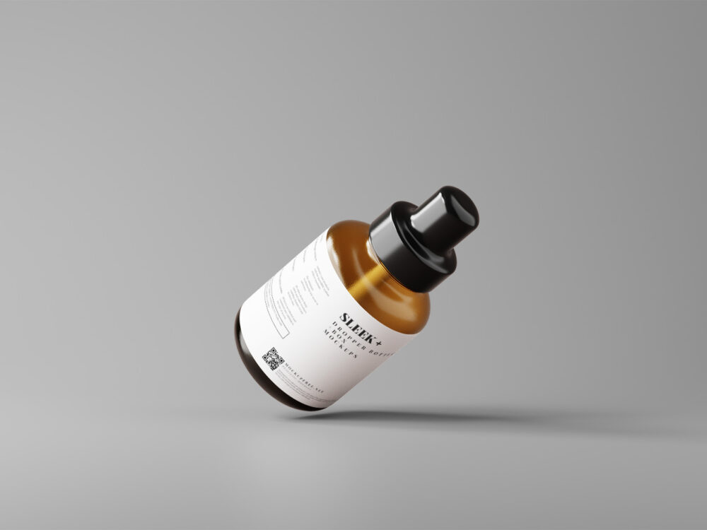 Sleek Cosmetic Dropper Bottle Packaging with Box Free Mockups