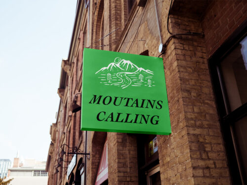 Square Big Sign on Building Free Mockup