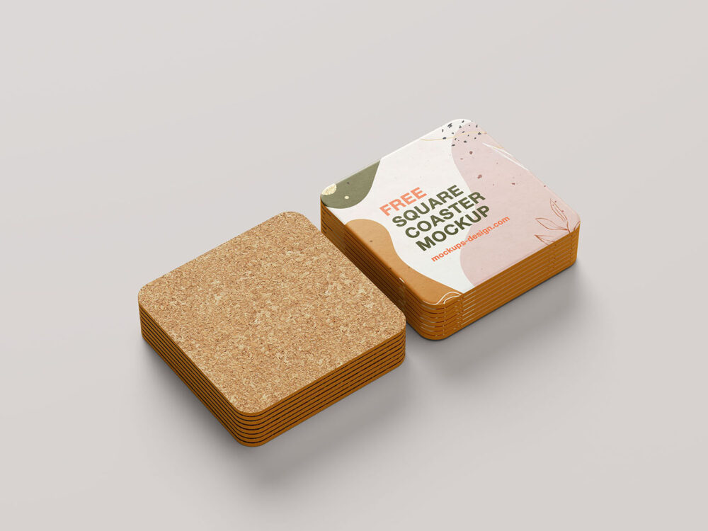 Square Coaster Free Mockup