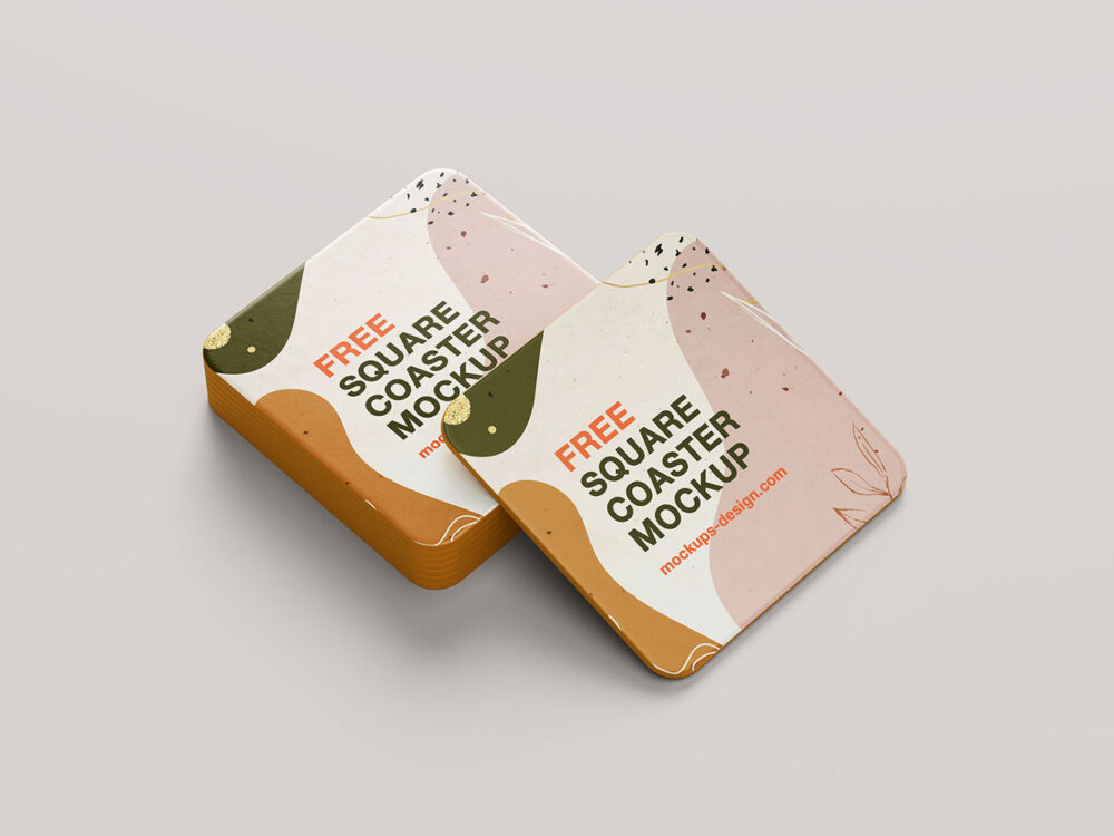 Square Coaster Free Mockup