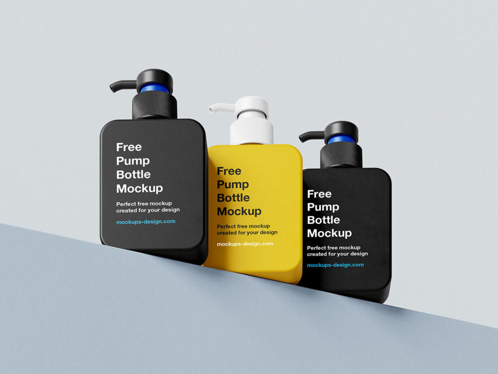 Square Pump Bottle Free Mockup