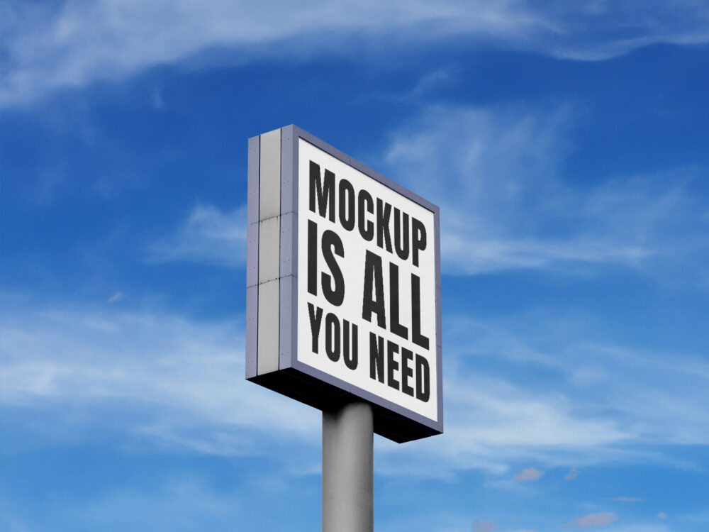 Standing Square Billboard Free Mockup